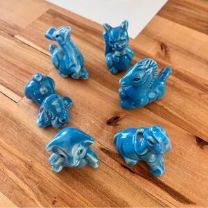 Turquoise Ceramic Animal Figurines Set of 6